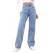 Women's Clothing High Waist Women's Jeans Light Color Washed Loose Wide Leg Large Size Straight Pants_mkmklike.com