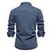 Autumn New Trend European Denim Men's Casual Solid Color Cotton Long Sleeved Washed Shirt_mkmklike.com