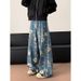 Men's Clothing Retro High Street Style Floral Jeans Straight Leg Loose Fit Wide Leg Floor Length Pants For Men And Women Spring Autumn_mkmklike.com