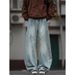 "Men's Distressed Patchwork Jeans – Vintage Washed With Asymmetrical Cut | Retro Loose Fit For Urban Streetwear"_mkmklike.com