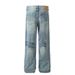 Washed Gradient Loose Jeans For Men American Street Style Punk Casual Wide-Leg Straight Long Versatile Dad Pants_mkmklike.com