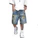 Men's Clothing Men's Trendy Loose Wide Leg Denim Shorts Graffiti Design High Street Style Five Point Pants Mid Length Straight Leg_mkmklike.com
