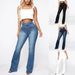 Women's Washed Denim Jeans With Button Pockets Button Detailing Casual Trousers_mkmklike.com