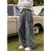 Washed Retro Side Three-dimensional Pocket Jeans Autumn Trendy Brand Straight Loose Long Pants Q_mkmklike.com