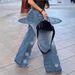 Women's Floral Print Denim Pants – High-Stretch Cotton, Relaxed Fit, Boho-Chic Streetwear (S-XXL, Mid-Rise, Classic Blue Wash)_mkmklike.com