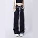 American Retro Cuffed Jeans For Women, Spring And Autumn High-waisted Straight-leg Niche Washed Distressed Wide-leg_mkmklike.com