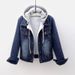 Korean Style Slim Fit Short Denim Jacket Women's Long Sleeve Hooded Coat Spring Autumn New Arrival Student Top Fashionable Casual_mkmklike.com