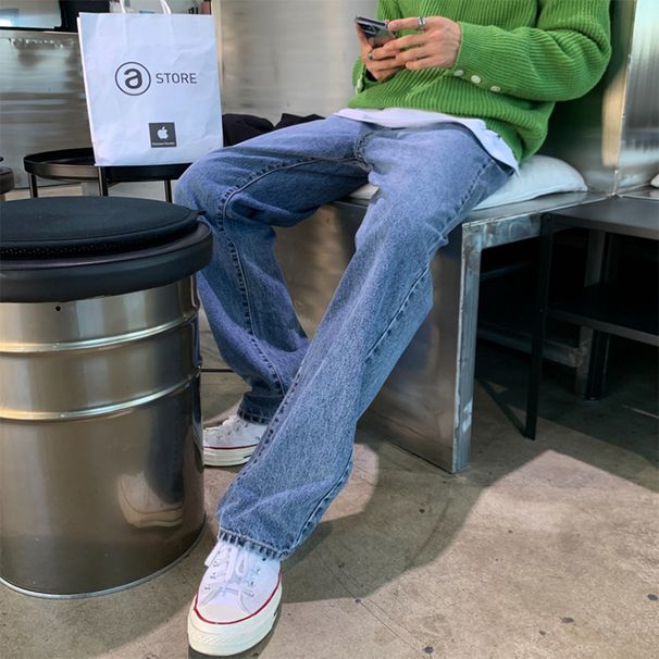 Nordmann 2025 New Men's Jeans Trendy Brand High-End Korean Style Straight Loose Wide-Leg Casual Long Pants_mkmklike.com