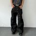 Vintage Western Button-Fly Jeans – High Street Relaxed Wide-Leg Pants For Men, Oversized & Long (Black, S-XXXL)_mkmklike.com