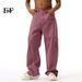 EF JEANS | 2024 New American Solid Color Large Pocket Overalls Fresh Purple Casual Loose Straight Jeans_mkmklike.com
