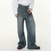 Men's Clothing Korean Oversized Straight-Leg Jeans – Vintage Washed, Relaxed Fit, Long & Flowy, No-Stretch Cotton Blend (Camouflage/Light Blue)_mkmklike.com