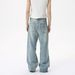 Men's Clothing Distressed High Street Ripped White Loose Wide Leg Vibe Jeans_mkmklike.com