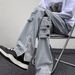 European And American High Street Vibe Pants Men's Tide Brand Design Sense Slightly Pull Jeans Zipper Split Fork Tooling Straight Pants Tide_mkmklike.com