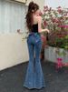 K New Arrivals 3D Bow Denim Pants For Women High-Waisted Versatile Slimming Flared Leggings_mkmklike.com