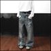 Men's Distressed Patchwork Jeans – Vintage Washed Straight & Slight Flare Denim Pants For Hip-Hop Streetwear (S-3XL)_mkmklike.com