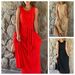 Women's Round Neck Sleeveless Dress Slit Solid Color Casual Commuting Long Skirt_mkmklike.com