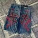 Men's Clothing Fully Embroidered Denim Shorts High Street Gothic Style Loose Wide Leg Shorts_mkmklike.com
