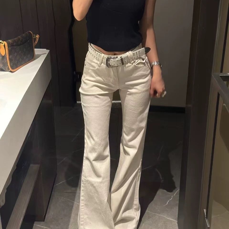 American-style Flared Jeans, New Trendy High-waisted Floor-length Slim-fit Trousers_mkmklike.com