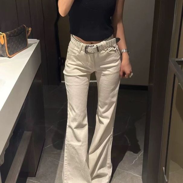 American-style Flared Jeans, New Trendy High-waisted Floor-length Slim-fit Trousers_mkmklike.com