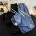 Multi-Pocket Workwear Jeans – Hong Kong Style Loose Fit With Drawstring Waist (Blue/Black)_mkmklike.com