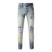 Men's Clothing American High Street Fashion Brand Men's Jeans Men's Slim Fit Hole Jeans Men's Long Trousers Retro Ripped Oil Hole Men's Trousers 1336_mkmklike.com