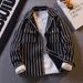 Retro Color Blocked Striped Denim Shirt, Loose And Versatile Shirt Jacket For Men_mkmklike.com
