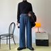 Nordmann Men's Jeans Korean Loose Straight Wide-Leg Ins Trend Versatile Casual American Style Dark Blue Long Pants_mkmklike.com