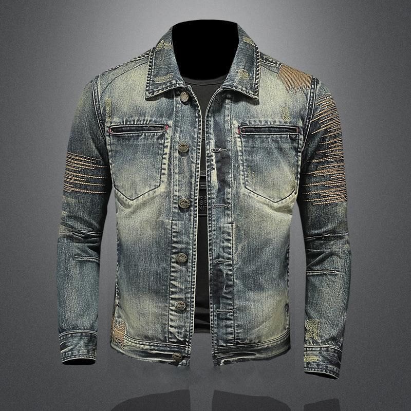 Men's Clothing Spring And Autumn New Denim Jacket Trendy Retro Washed Denim Clothes Short Casual Slim Jacket_mkmklike.com