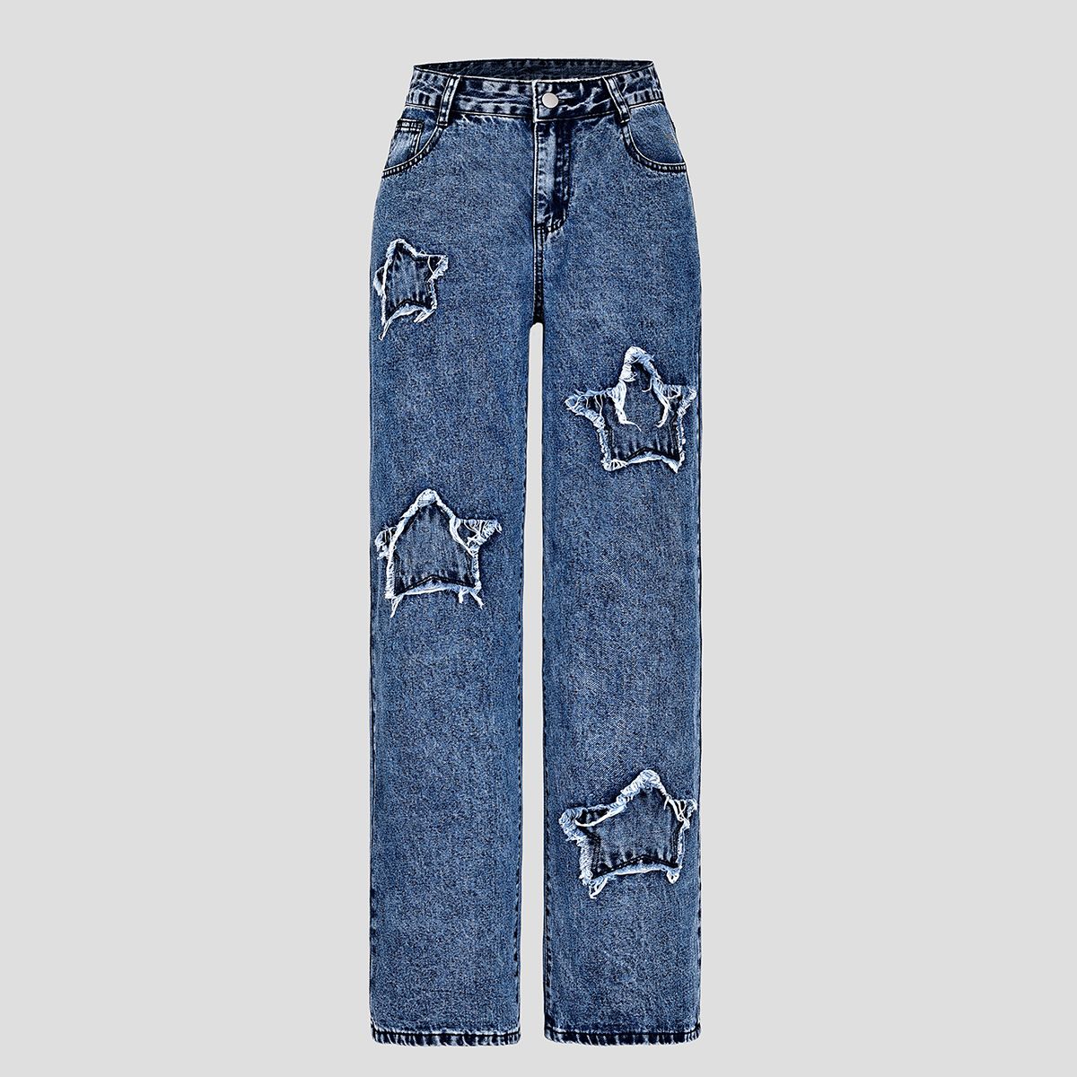 Women's Loose Fit High Waist Jeans – 90% Cotton Wide-Leg Denim Pants (Vintage Washed, Streetwear Style, Comfortable & Breathable, Unisex Appeal)_mkmklike.com