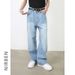 NIRBEN | Colorful Wide Leg Pants Version Loose Straight Tube Washed Grinding White Jeans For Men And Women_mkmklike.com