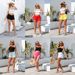 Low Rise Solid Color Distressed Denim Shorts , Women's Casual Retro Frayed Edges JEANS_mkmklike.com
