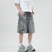 Men's Clothing Summer Fashion Brand 3D Printed Washed Hip Hop Denim Shorts Men's Loose Wide Leg Straight Leg Five Point Mid Length Pants_mkmklike.com