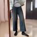 Fleece-Lined Wide-Leg Jeans For Women, Autumn And Winter, Petite, Eight-Point Pants, High Waist, Slimming, Loose,_mkmklike.com