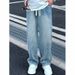 Men's Washed Denim Pants – Relaxed Fit Straight-Leg Casual Jeans With Drawstring Waist_mkmklike.com