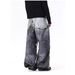 Men's Clothing Men's Style Distressed 3D Printed Faux Leather Two-Piece Set Baggy Street Style Trendy Loose Wide Leg Pants_mkmklike.com