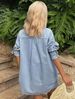 K New European And American Loose Collar Denim Shirt With Rolled Edge Shorts Two-piece Set For Women's Casual Wear_mkmklike.com