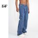 EF JEANS | 2023 New Product, Straight Versatile Solid Color Jeans, The Same For Men And Women, Non-elastic, Slightly Pulled Dark Blue_mkmklike.com