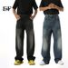 EF JEANS | 2025 Spring New American Retro Washed Wide Leg Straight Men's And Women's Loose Jeans_mkmklike.com