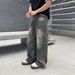 Vintage Washed Straight-Leg Jeans – Retro Unisex Denim With Distressed Detailing & Oversized Fit Drop-Crotch Freedom_mkmklike.com
