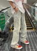 Men's Clothing retro pants high street fashion brand washed yellow mud dyed jeans men's slim fit straight flared pants_mkmklike.com