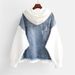 Women's Clothing Women's Plus Size Denim Jacket With Hood - Casual Baseball Style Open Front Cardigan For Spring & Fall (White, Pink)_mkmklike.com