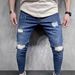 Men's Stretch Skinny Jeans - High Waist Slim Fit Denim Pants With Distressed Details & Comfortable Elastic Fabric For Casual Wear_mkmklike.com