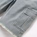 Men's Clothing Light Gray Cargo Denim Shorts For Young Men Summer Style Fashionable Casual Mid Length Clothing_mkmklike.com