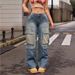 Women's Clothing Women's Relaxed Fit Straight Leg Jeans | Classic Blue Washed Denim | Comfortable Cotton Blend | Casual & Office Wear_mkmklike.com