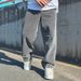 Vintage Washed Grey Jeans For Men – Loose Straight Leg Distressed Denim With Wide Hem (XS-XXL)_mkmklike.com