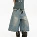 Women's Distressed Denim Capri Pants Loose Fit Versatile Washed American Trendy Summer Style Vibe_mkmklike.com