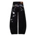 Unisex American Retro Scimitar Jeans Loose Fit Versatile Black Wide Leg Jeans Letter Star Design_mkmklike.com