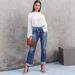 Women's High Waist Stretch Ripped Denim Jeans - Slim Straight Leg Retro Washed Blue Jeans (S/M/L/XL/XXL)_mkmklike.com