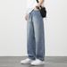BOY Loose Hong Kong Style Wide-Leg Jeans For Men, Autumn New Light Washed Vintage American Straight-Leg Trendy Casual Men's_mkmklike.com