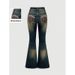 Women's High-Waisted Flared Jeans Heavy Embroidery European American Style Distressed Cross Border Exclusive Denim_mkmklike.com